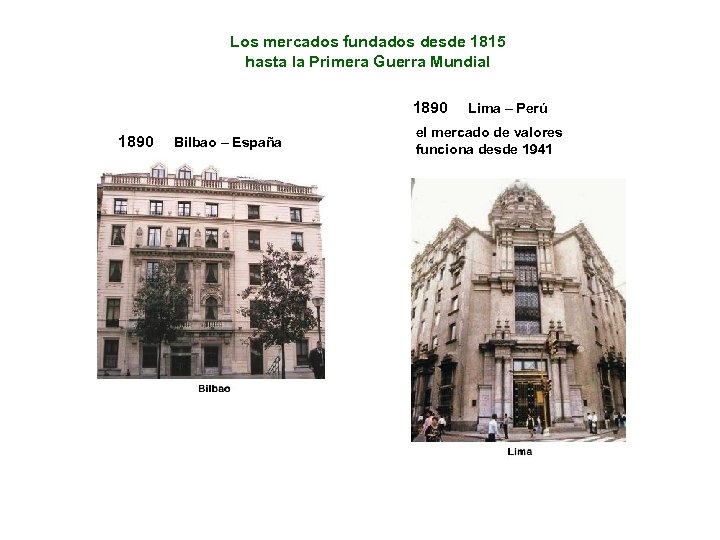 Los mercados fundados desde 1815 hasta la Primera Guerra Mundial 1890 Bilbao – España