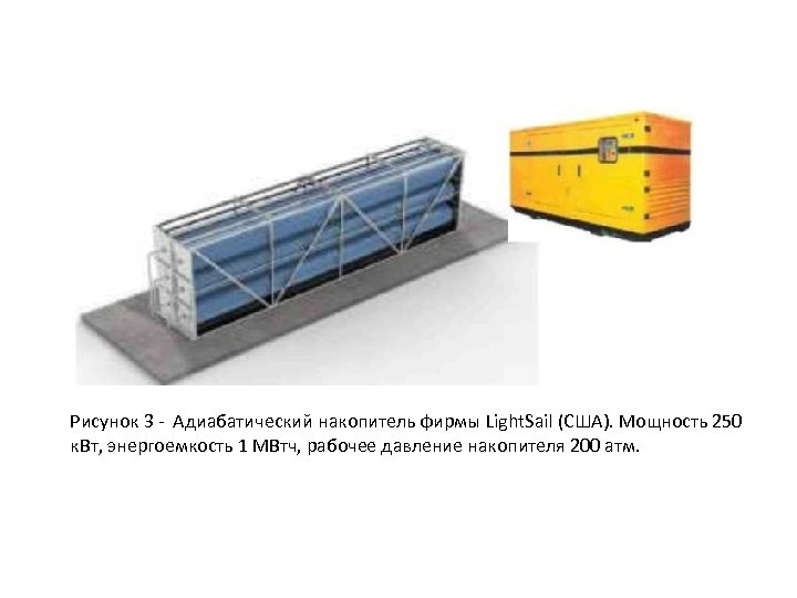 Рисунок 3 - Адиабатический накопитель фирмы Light. Sail (США). Мощность 250 к. Вт, энергоемкость