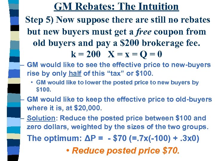 GM Rebates: The Intuition Step 5) Now suppose there are still no rebates but