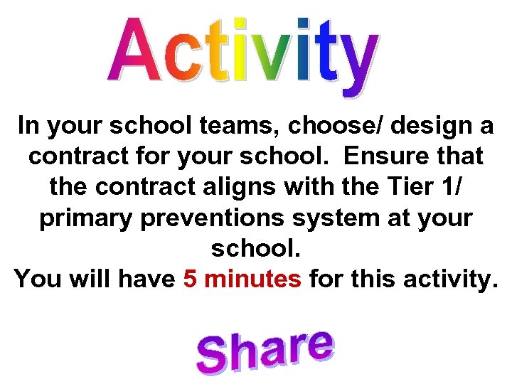 In your school teams, choose/ design a contract for your school. Ensure that the