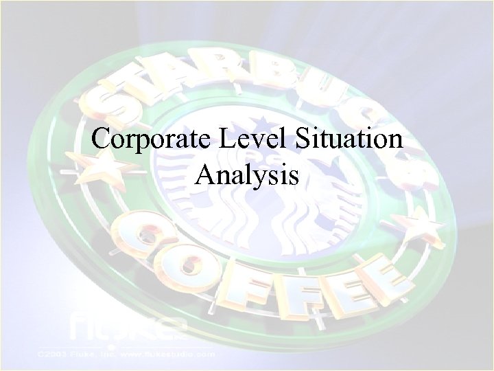 Corporate Level Situation Analysis 