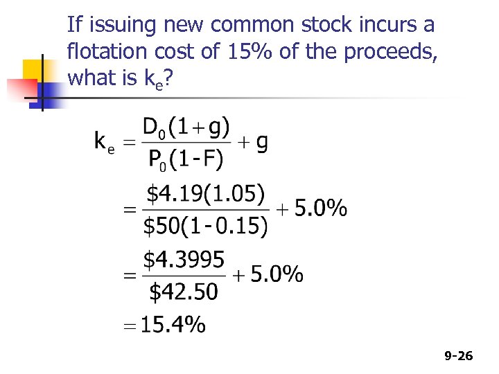 If issuing new common stock incurs a flotation cost of 15% of the proceeds,