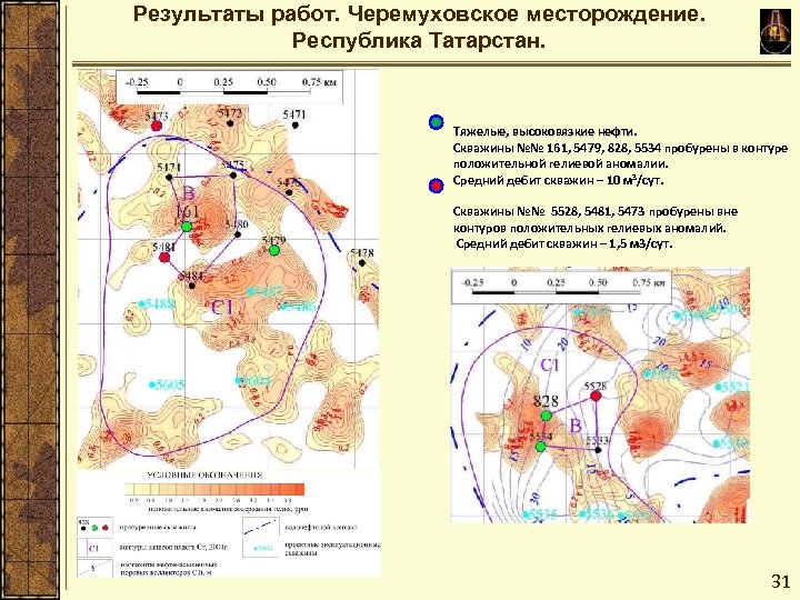 Результаты работ. Черемуховское месторождение. Республика Татарстан. Тяжелые, высоковязкие нефти. Скважины №№ 161, 5479, 828,