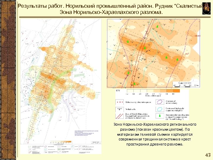 Результаты работ. Норильский промышленный район. Рудник “Скалистый” Зона Норильско-Хараелахского разлома. Зона Норильско-Хараелахского регионального разлома