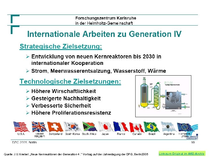 Quelle: J. U. Knebel: „Neue Kernreaktoren der Generation 4. “ Vortrag auf der Jahrestagung