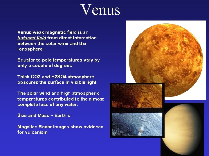 Venus weak magnetic field is an induced field from direct interaction between the solar