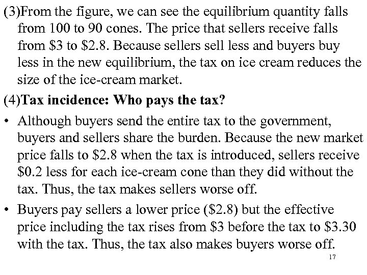 (3)From the figure, we can see the equilibrium quantity falls from 100 to 90