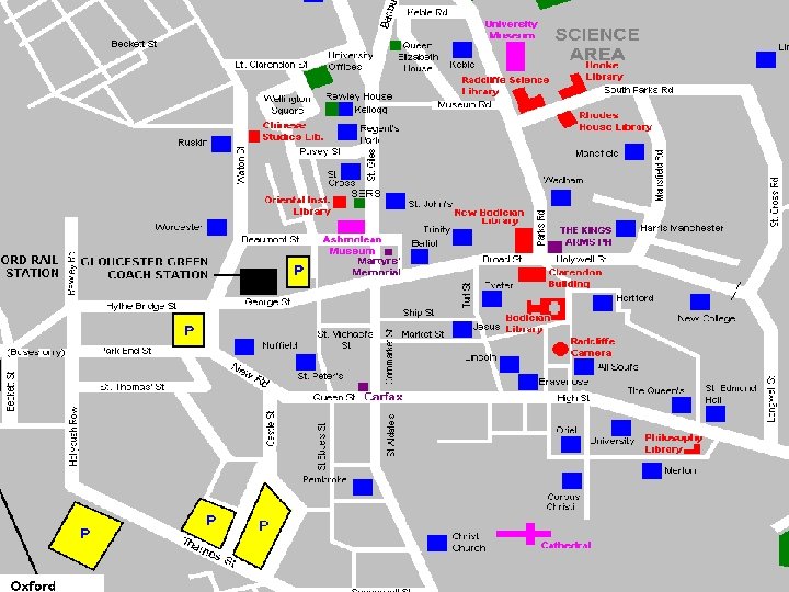 Map of libraries in Oxford 