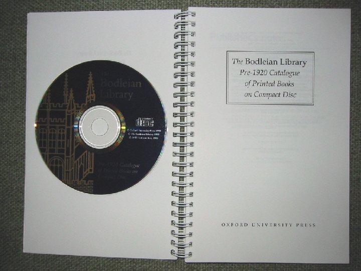 CD version of the Bodleian’s Pre-1920 Catalogue 