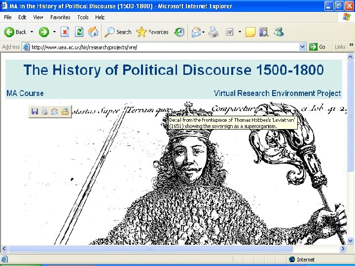 The History of Political Discourse web page 