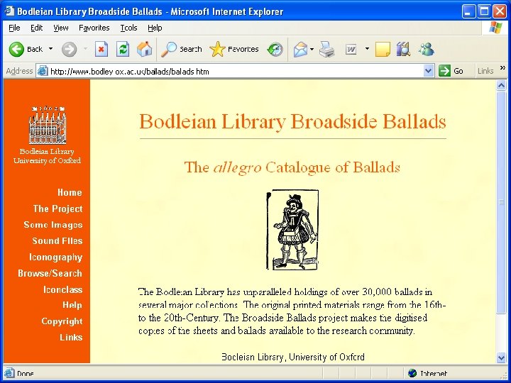 Broadside Ballads home page 