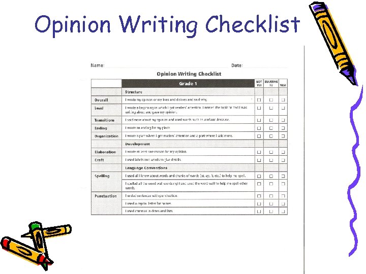 Opinion Writing Checklist 