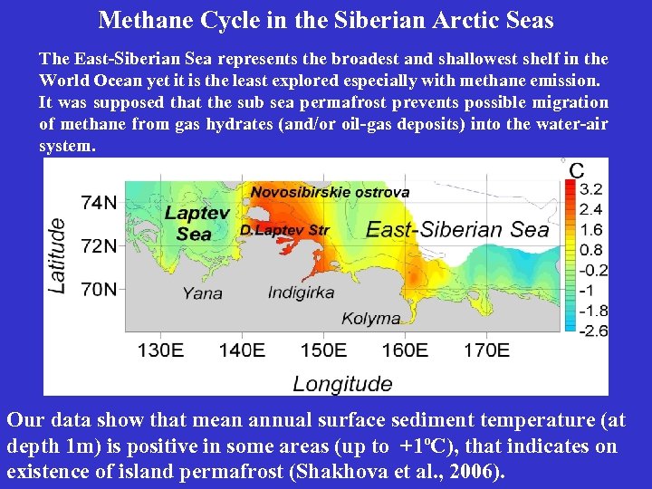 Methane Cycle in the Siberian Arctic Seas The East-Siberian Sea represents the broadest and
