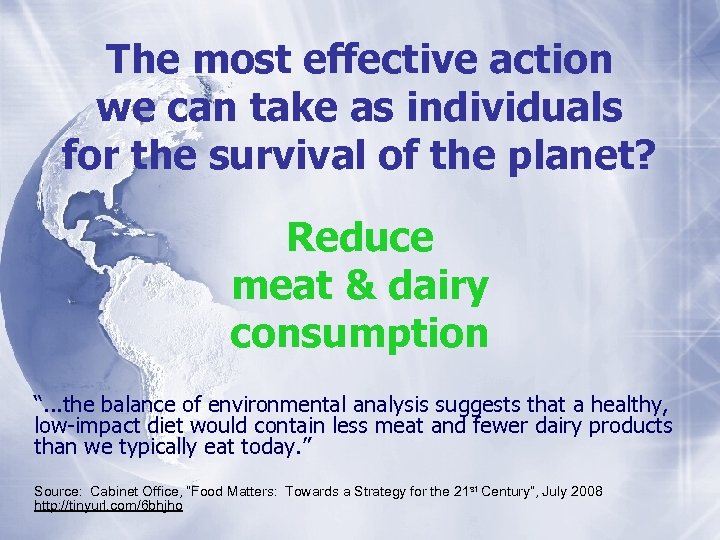 The most effective action we can take as individuals for the survival of the