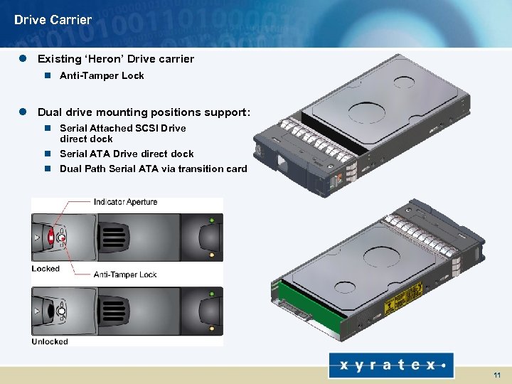 Drive Carrier l Existing ‘Heron’ Drive carrier n Anti-Tamper Lock l Dual drive mounting