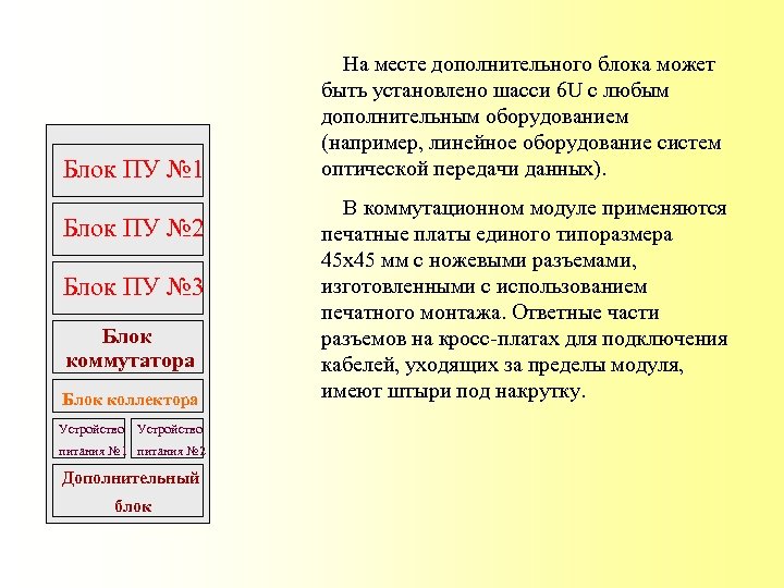Блок ПУ № 1 Блок ПУ № 2 Блок ПУ № 3 Блок коммутатора