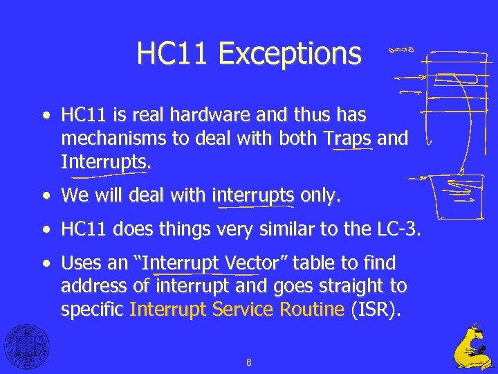 HC 11 Exceptions • HC 11 is real hardware and thus has mechanisms to