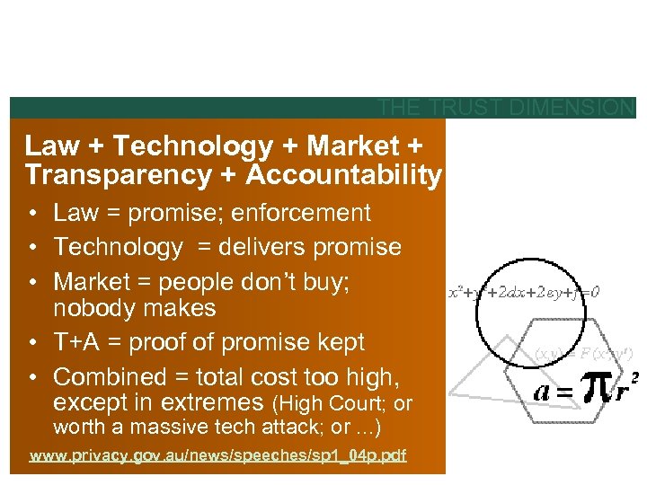 THE TRUST DIMENSION Law + Technology + Market + Transparency + Accountability • Law