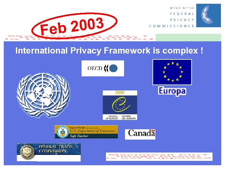 2003 Feb International Privacy Framework is complex ! 