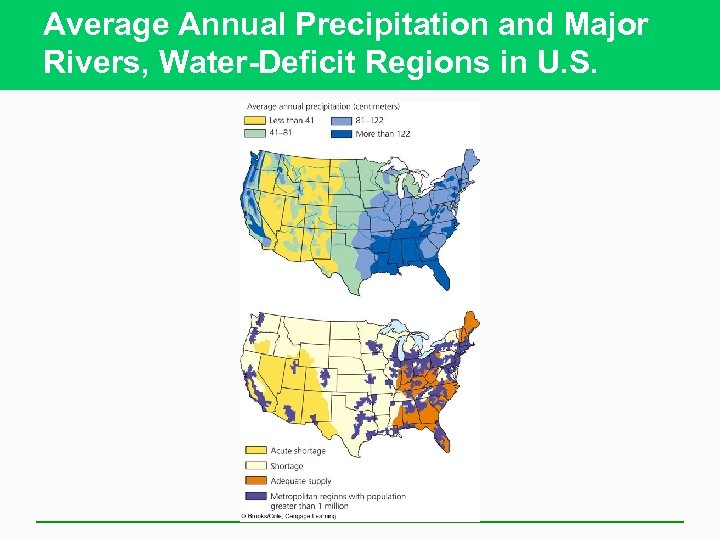 Average Annual Precipitation and Major Rivers, Water-Deficit Regions in U. S. 