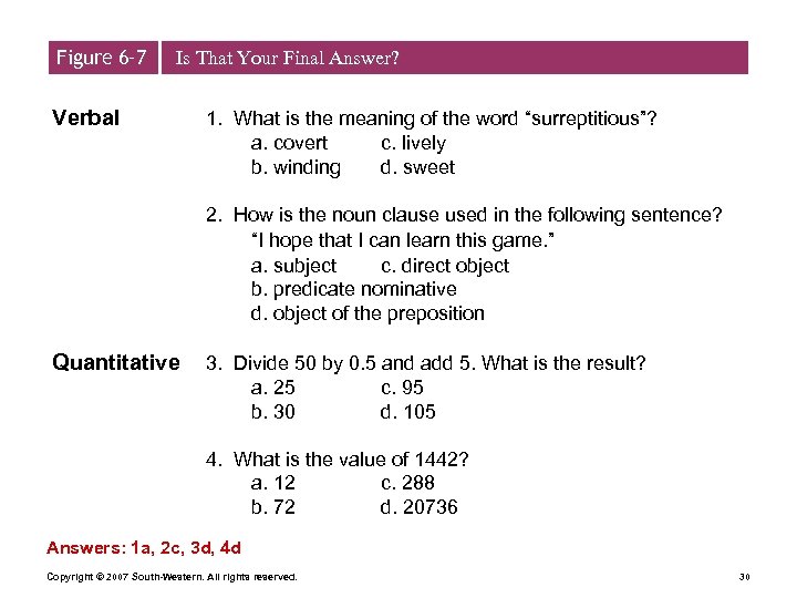 Figure 6– 7 Is That Your Final Answer? Verbal 1. What is the meaning