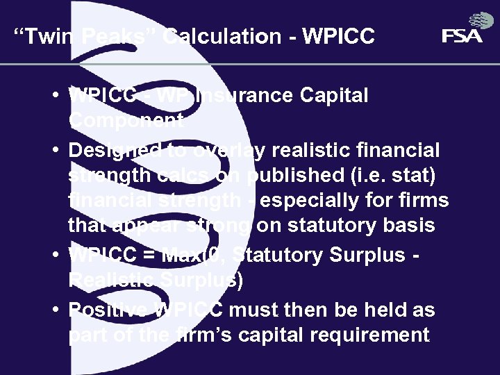 “Twin Peaks” Calculation - WPICC • WPICC - WP Insurance Capital Component • Designed