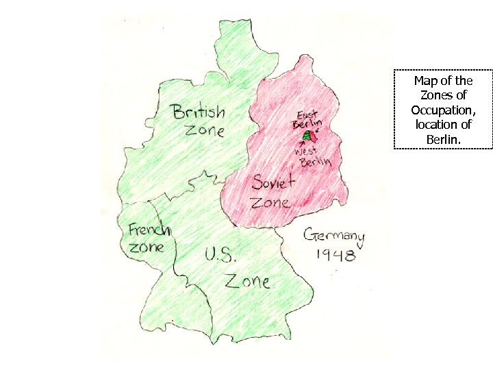 Map of the Zones of Occupation, location of Berlin. 