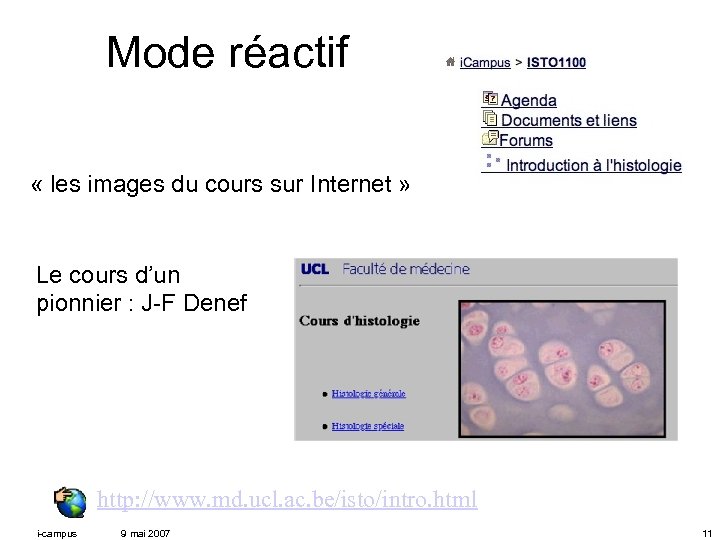  Mode réactif « les images du cours sur Internet » Le cours d’un