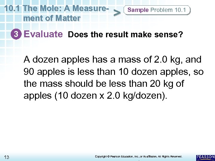 10. 1 The Mole: A Measurement of Matter > Sample Problem 10. 1 3