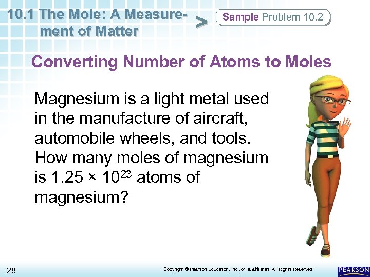 10. 1 The Mole: A Measurement of Matter > Sample Problem 10. 2 Converting