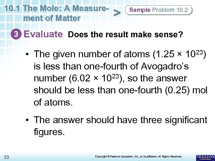 10. 1 The Mole: A Measurement of Matter > Sample Problem 10. 2 3