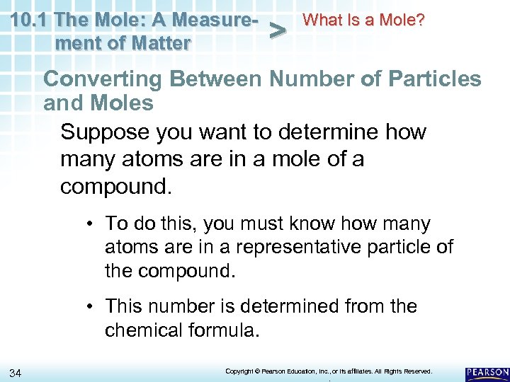 10. 1 The Mole: A Measurement of Matter > What Is a Mole? Converting