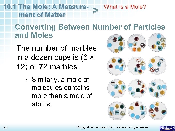 10. 1 The Mole: A Measurement of Matter > What Is a Mole? Converting