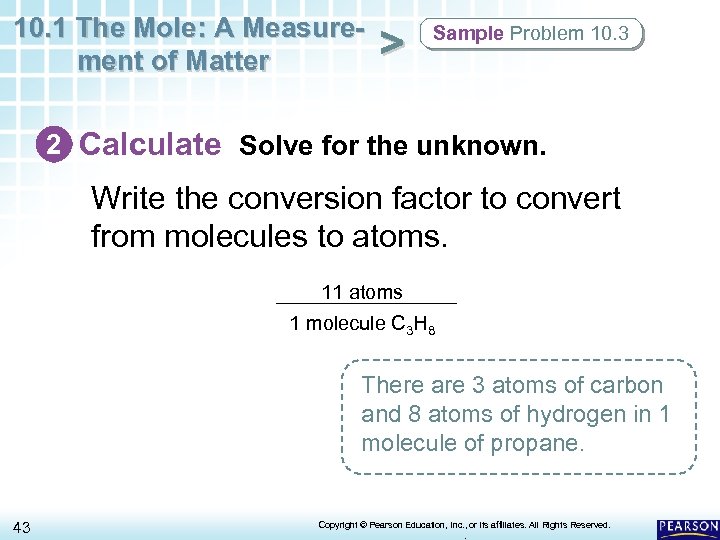 10. 1 The Mole: A Measurement of Matter > Sample Problem 10. 3 2