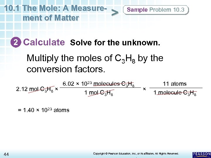 10. 1 The Mole: A Measurement of Matter > Sample Problem 10. 3 2