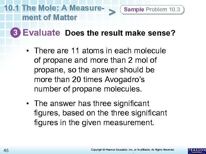 10. 1 The Mole: A Measurement of Matter > Sample Problem 10. 3 3