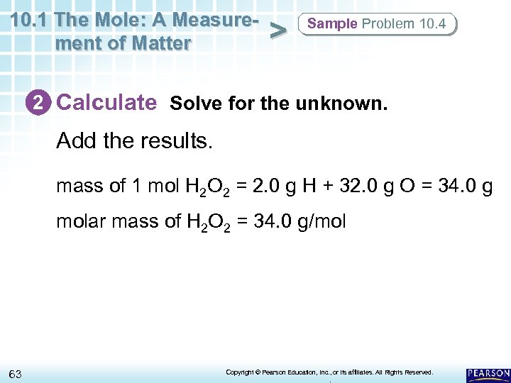 10. 1 The Mole: A Measurement of Matter > Sample Problem 10. 4 2