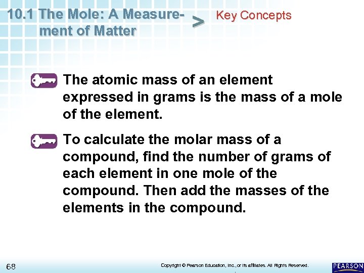 10. 1 The Mole: A Measurement of Matter > Key Concepts The atomic mass