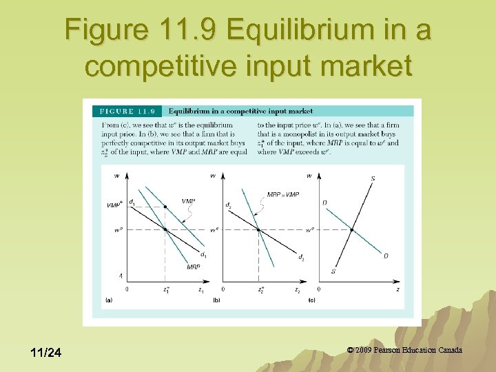 Figure 11. 9 Equilibrium in a competitive input market 11/24 © 2009 Pearson Education