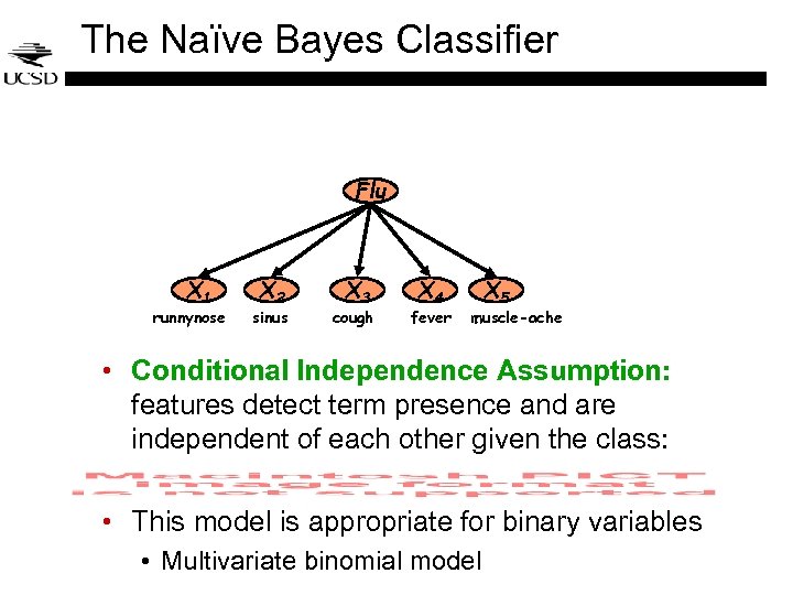 The Naïve Bayes Classifier Flu X 1 runnynose X 2 sinus X 3 cough