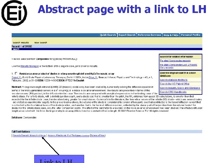 Abstract page with a link to LH 
