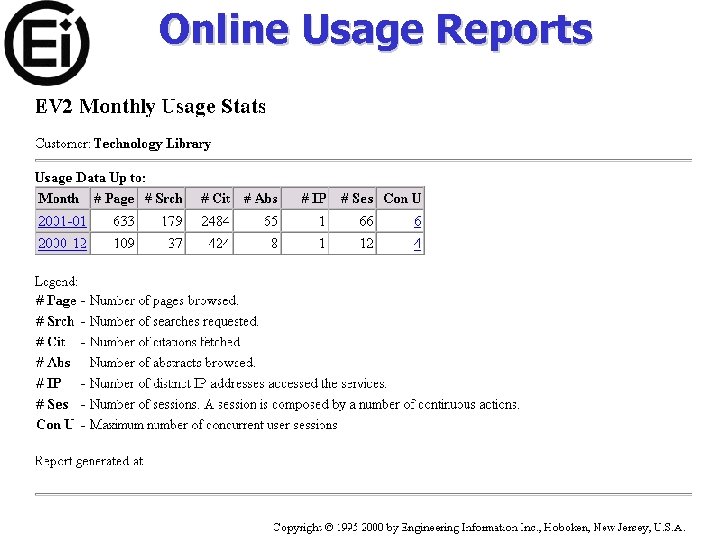 Online Usage Reports 