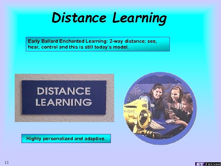 Distance Learning Early Ballard Enchanted Learning: 2 -way distance; see, hear, control and this
