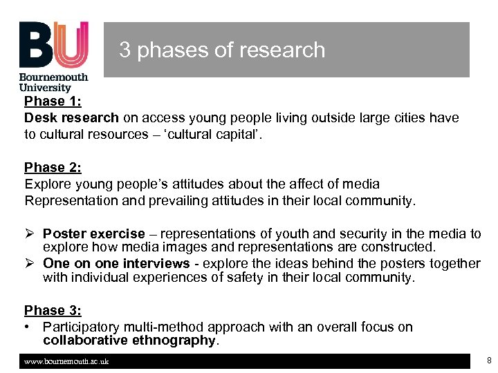 3 phases of research Phase 1: Desk research on access young people living outside
