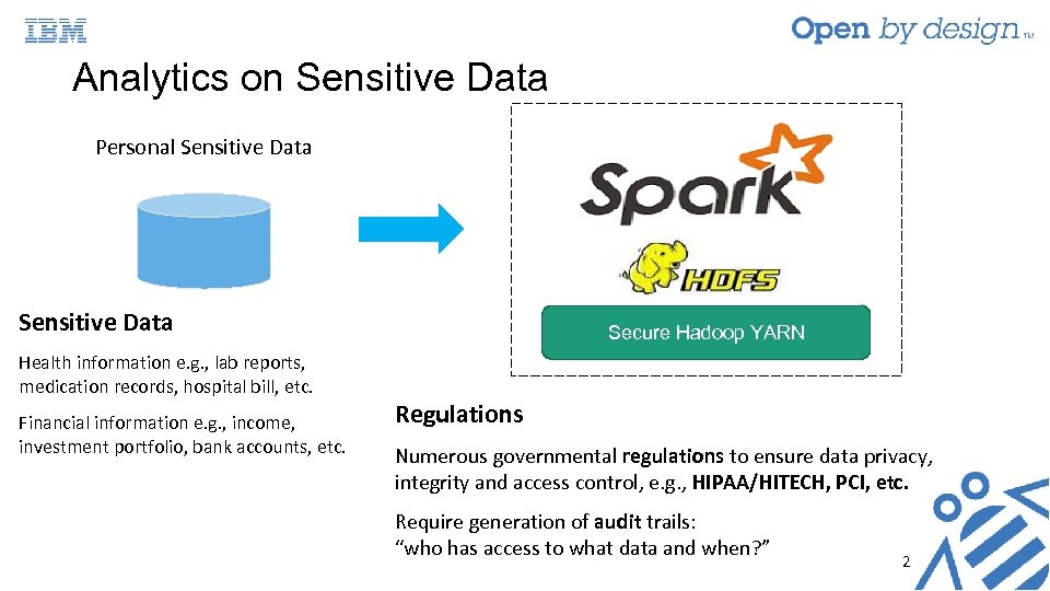 Analytics on Sensitive Data Personal Sensitive Data Health information e. g. , lab reports,