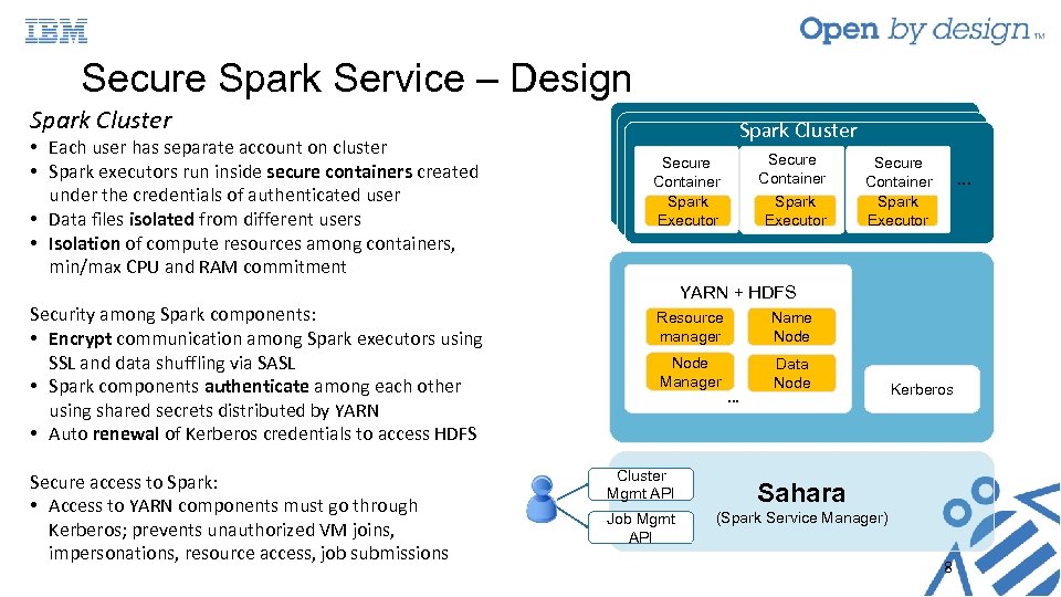 Secure Spark Service – Design Spark Cluster • Each user has separate account on
