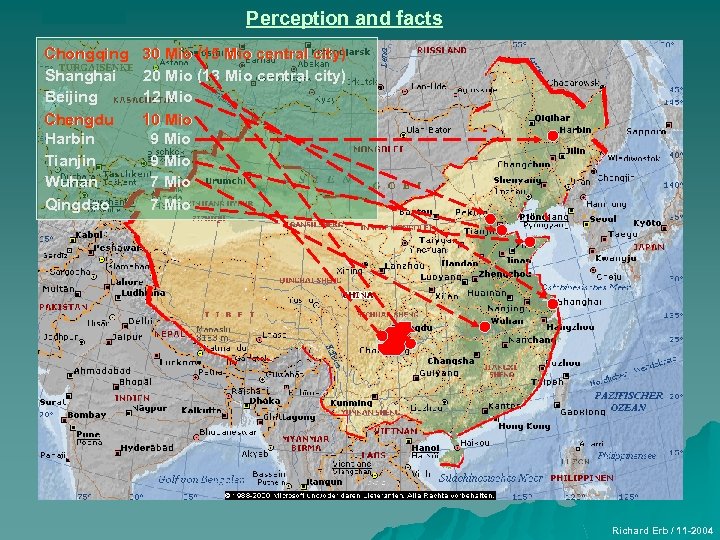 Perception and facts Chongqing Shanghai Beijing Chengdu Harbin Tianjin Wuhan Qingdao 30 Mio (15
