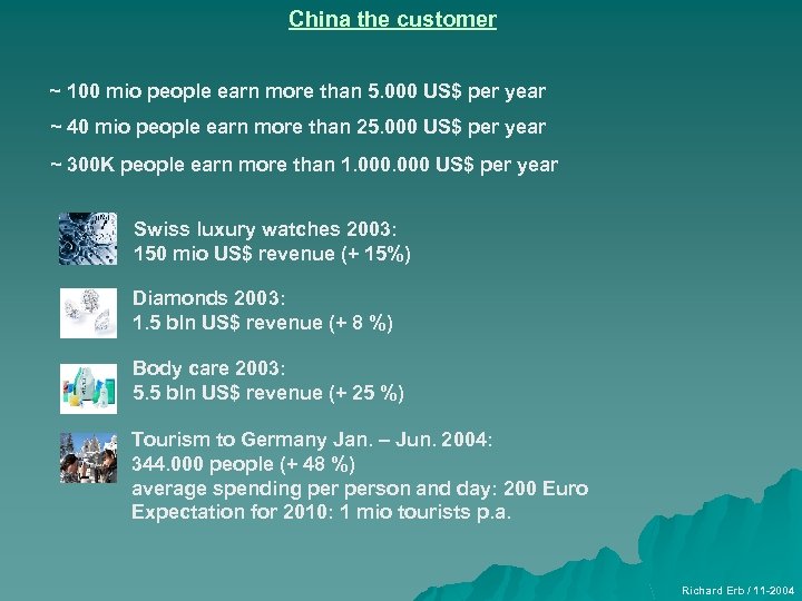 China the customer ~ 100 mio people earn more than 5. 000 US$ per