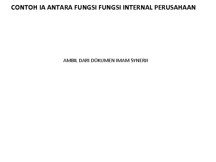 CONTOH IA ANTARA FUNGSI INTERNAL PERUSAHAAN AMBIL DARI DOKUMEN IMAM SYNERJI 