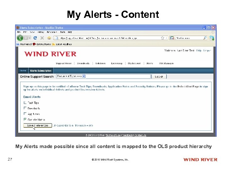 My Alerts - Content My Alerts made possible since all content is mapped to